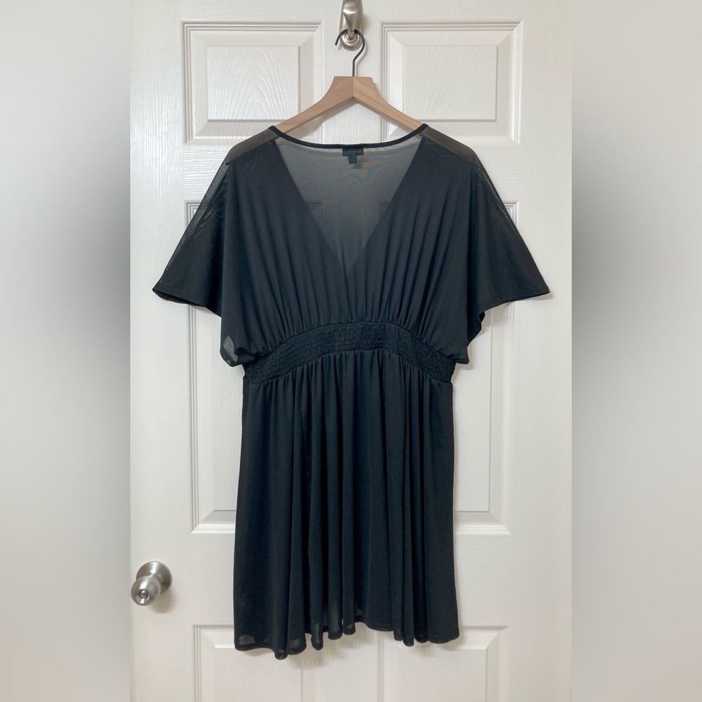 Torrid Women’s Sheer Black Mesh Smocked Waist Swimsuit Coverup Mini Sun Dress 3X - Picture 4 of 9